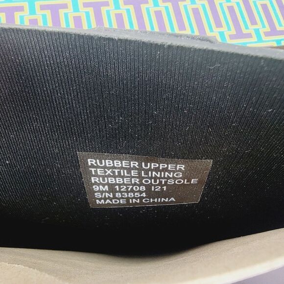 Tory Burch Hurricane Tall Lug Boot Perfect Black Rubber Boot Size 9 NEW - Picture 10 of 15